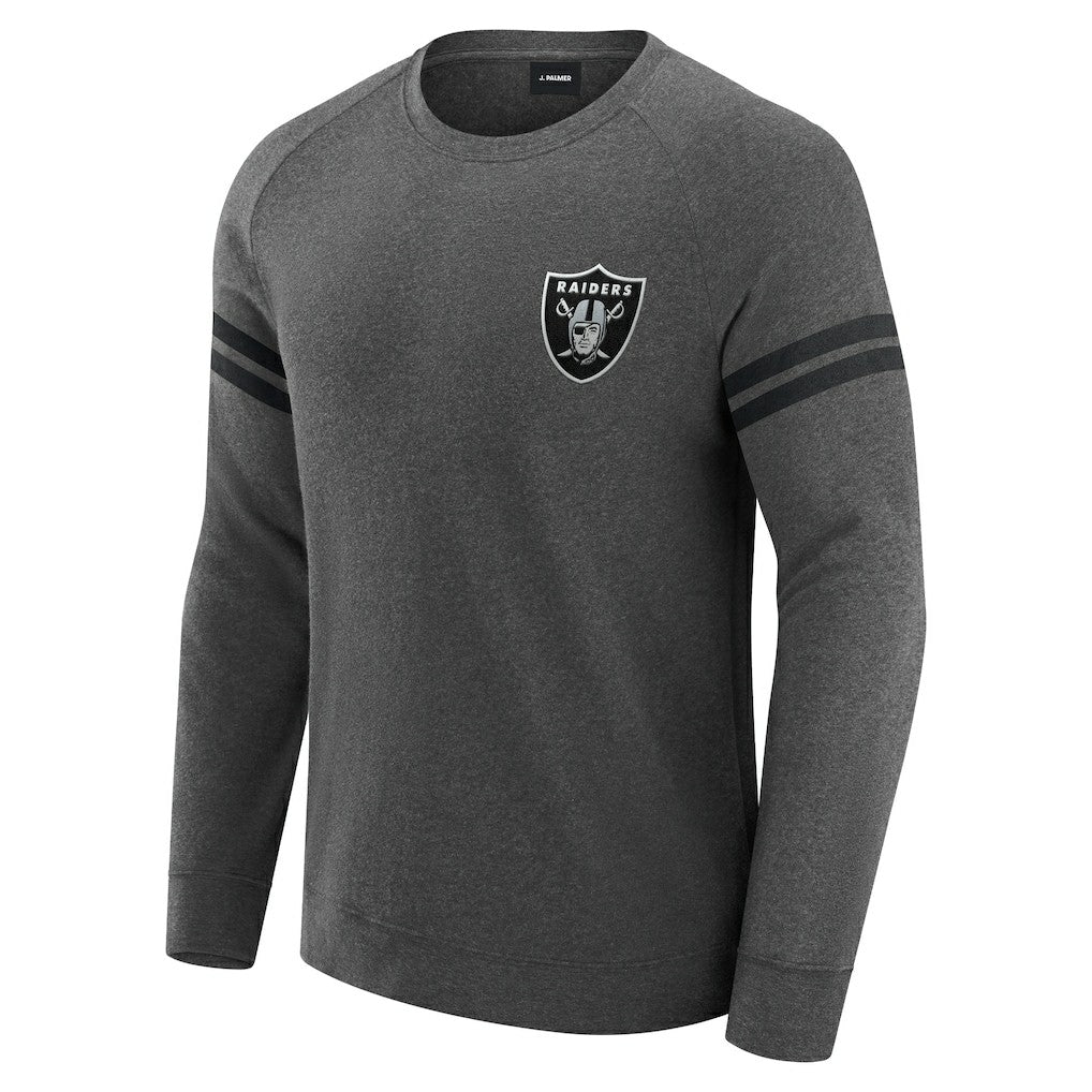 Las Vegas Raiders J. Palmer Players Lounge Raglan Tri-Blend Sweatshirt Dark Heather Gray | NFL