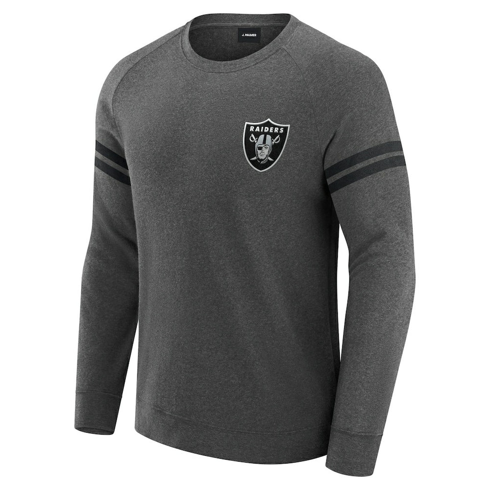 Las Vegas Raiders J. Palmer Players Lounge Raglan Tri-Blend Sweatshirt Dark Heather Gray | NFL
