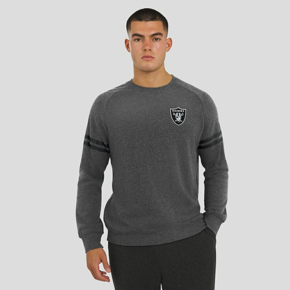 Las Vegas Raiders J. Palmer Players Lounge Raglan Tri-Blend Sweatshirt Dark Heather Gray | NFL