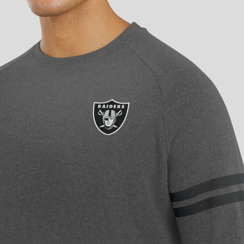 Las Vegas Raiders J. Palmer Players Lounge Raglan Tri-Blend Sweatshirt Dark Heather Gray | NFL