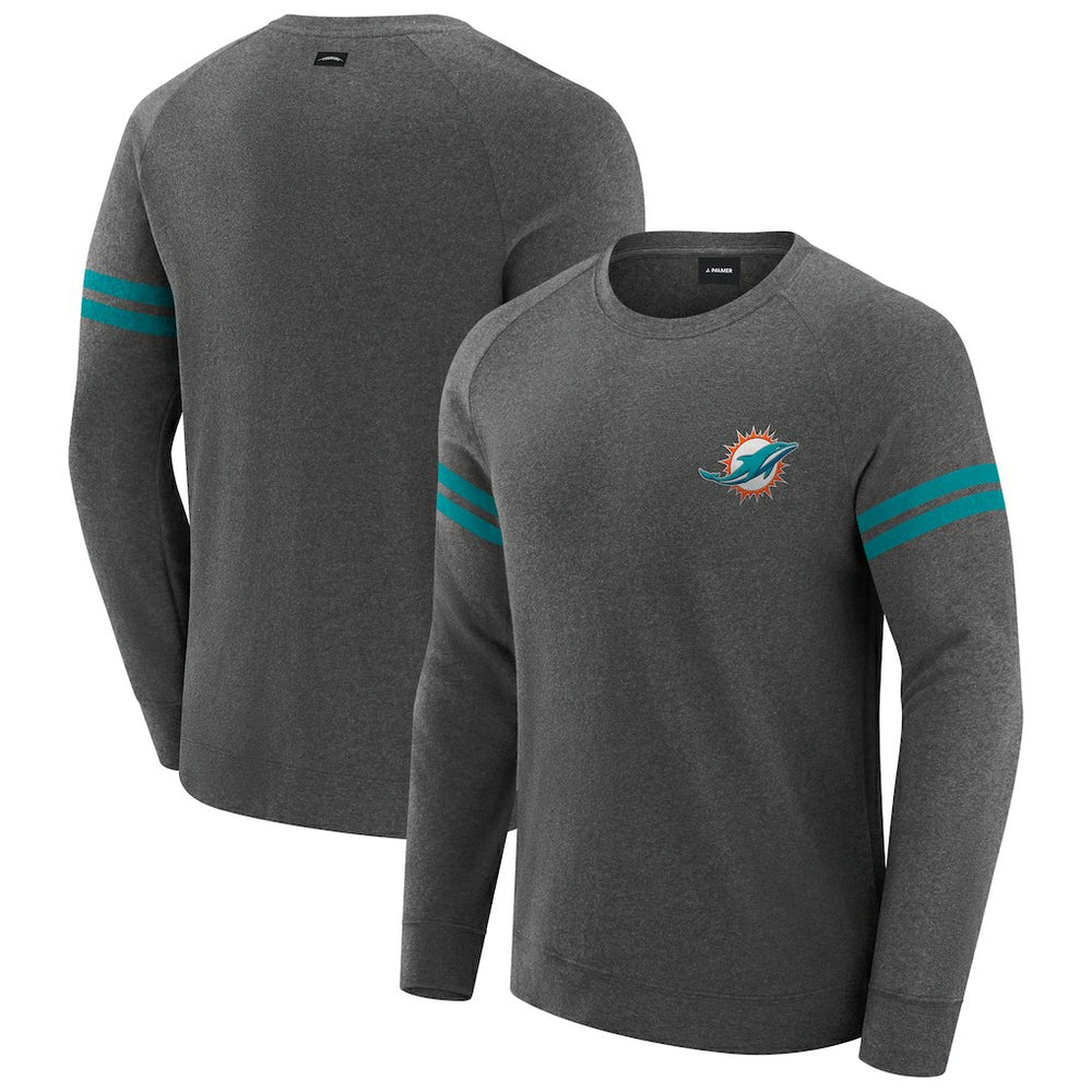 Miami Dolphins J. Palmer Players Lounge Raglan Tri-Blend Sweatshirt Dark Heather Gray | NFL