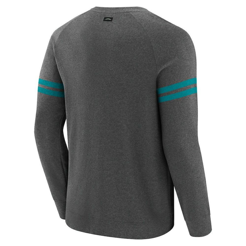 Miami Dolphins J. Palmer Players Lounge Raglan Tri-Blend Sweatshirt Dark Heather Gray | NFL