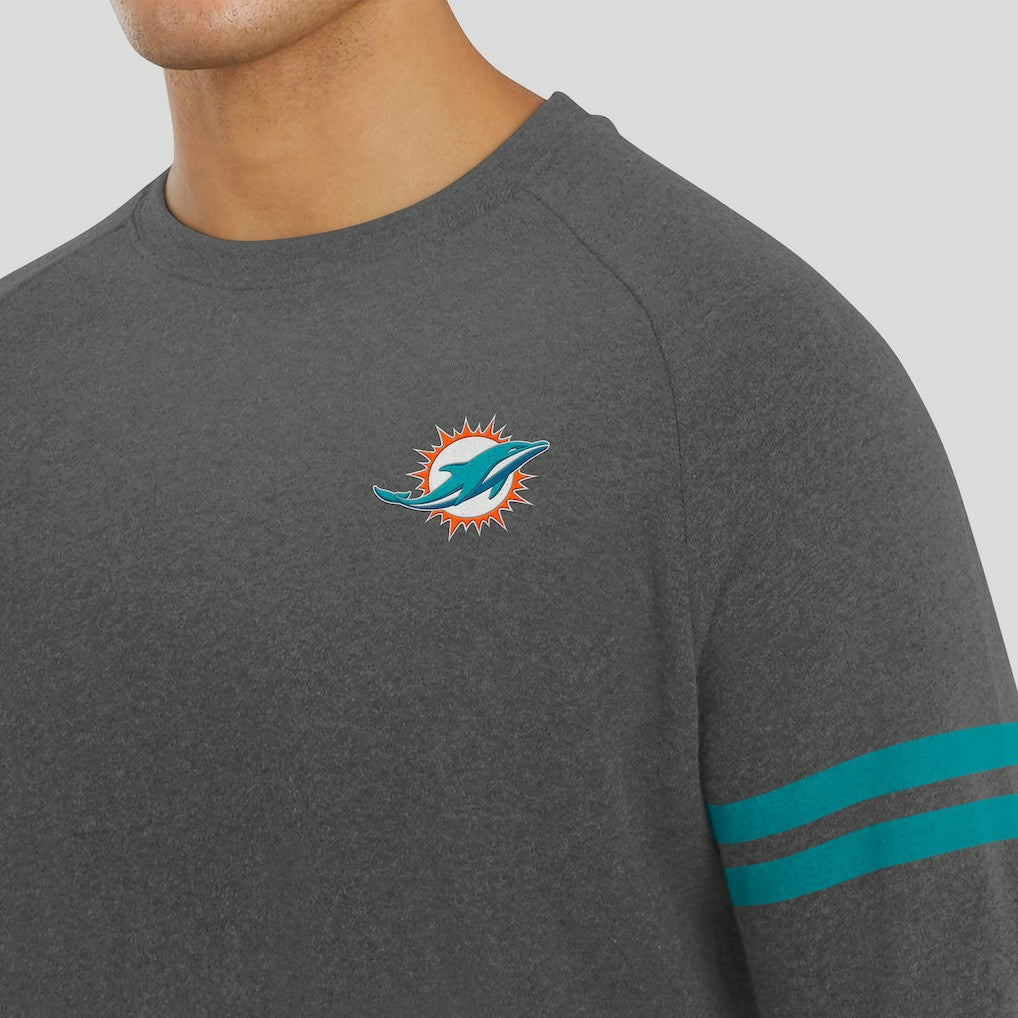 Miami Dolphins J. Palmer Players Lounge Raglan Tri-Blend Sweatshirt Dark Heather Gray | NFL