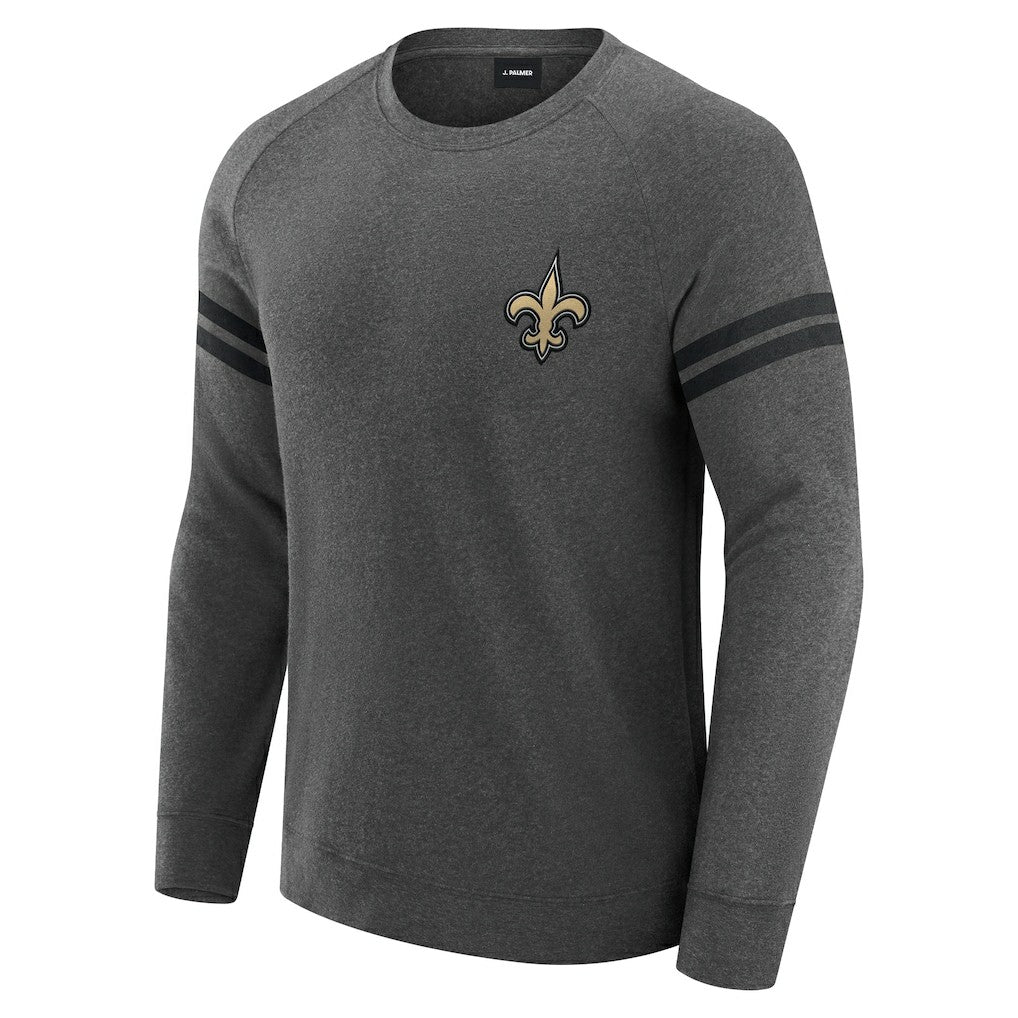 New Orleans Saints J. Palmer Players Lounge Raglan Tri-Blend Sweatshirt Dark Heather Gray | NFL