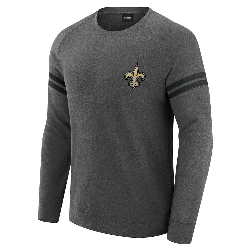 New Orleans Saints J. Palmer Players Lounge Raglan Tri-Blend Sweatshirt Dark Heather Gray | NFL
