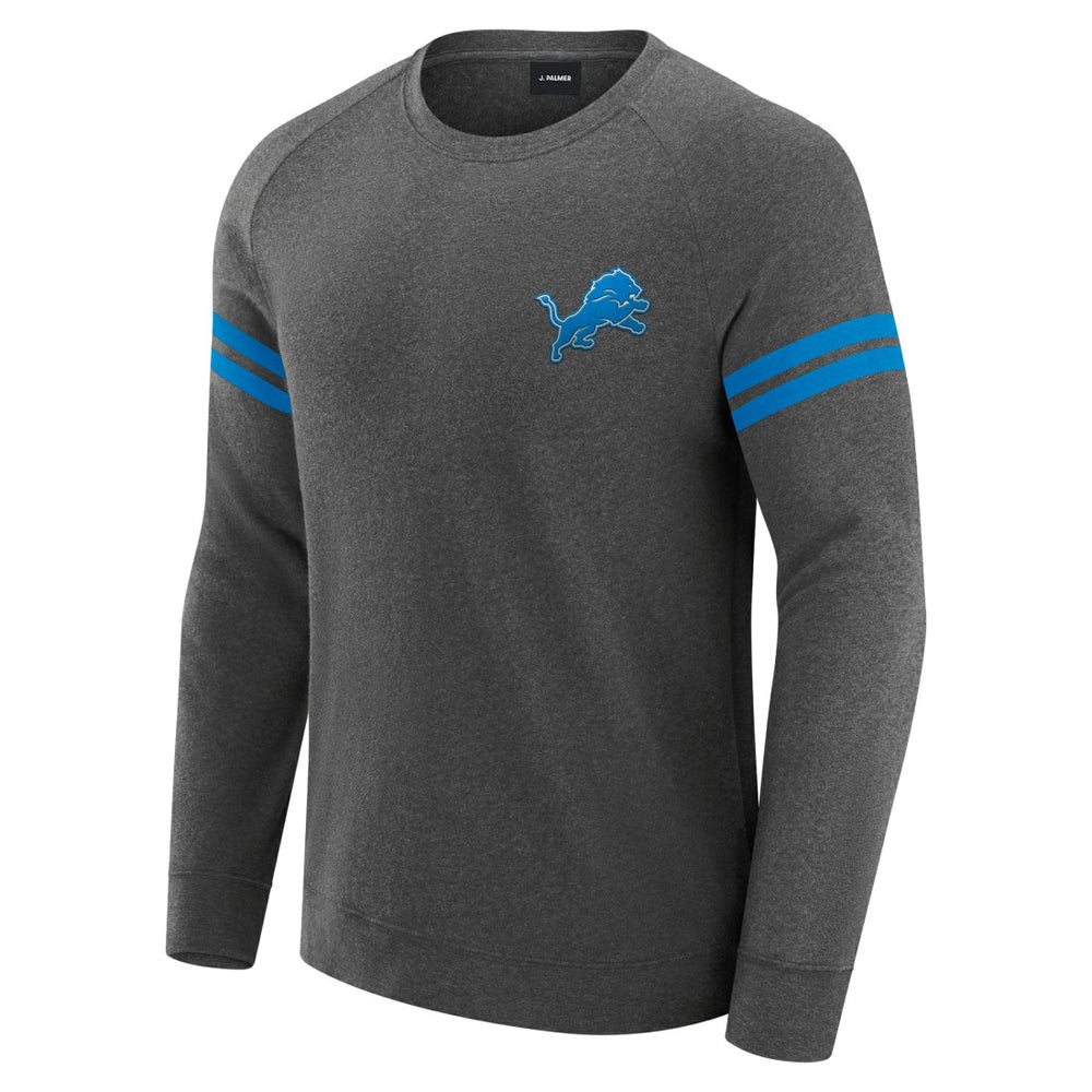 Detroit Lions J. Palmer Players Lounge Raglan Tri-Blend Sweatshirt Dark Heather Gray | NFL