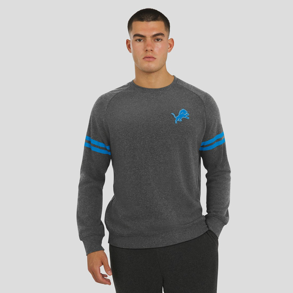 Detroit Lions J. Palmer Players Lounge Raglan Tri-Blend Sweatshirt Dark Heather Gray | NFL