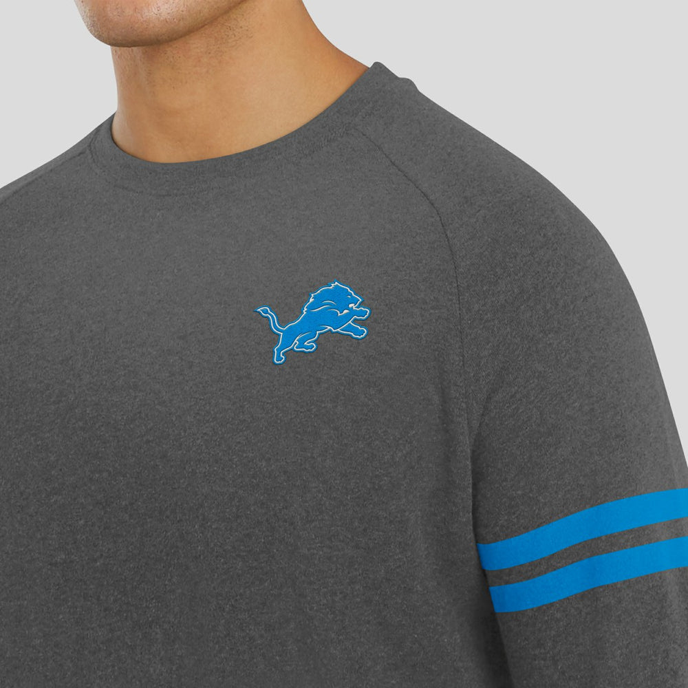 Detroit Lions J. Palmer Players Lounge Raglan Tri-Blend Sweatshirt Dark Heather Gray | NFL