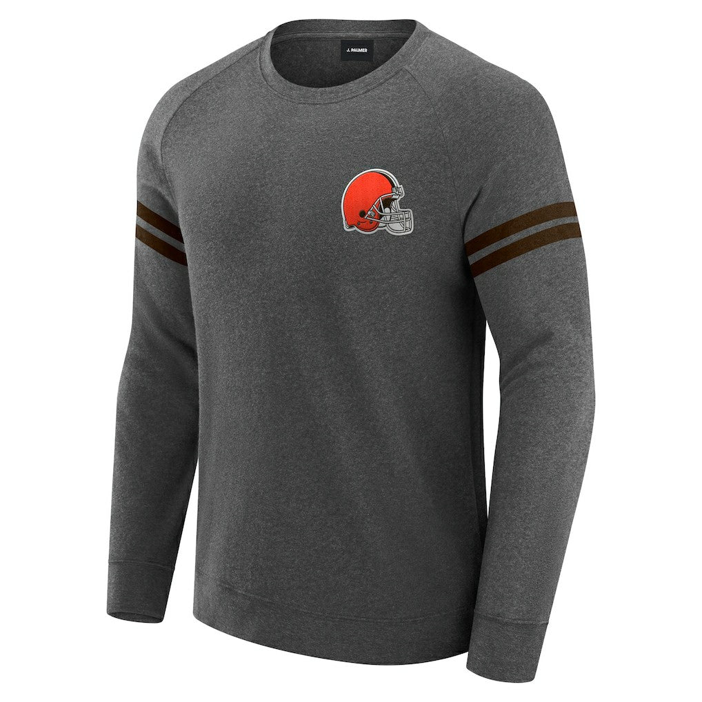 Cleveland Browns J. Palmer Players Lounge Raglan Tri-Blend Sweatshirt Dark Heather Gray | NFL