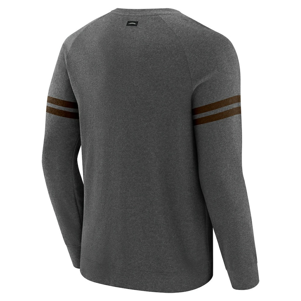 Cleveland Browns J. Palmer Players Lounge Raglan Tri-Blend Sweatshirt Dark Heather Gray | NFL