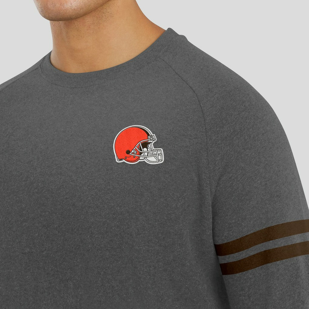 Cleveland Browns J. Palmer Players Lounge Raglan Tri-Blend Sweatshirt Dark Heather Gray | NFL