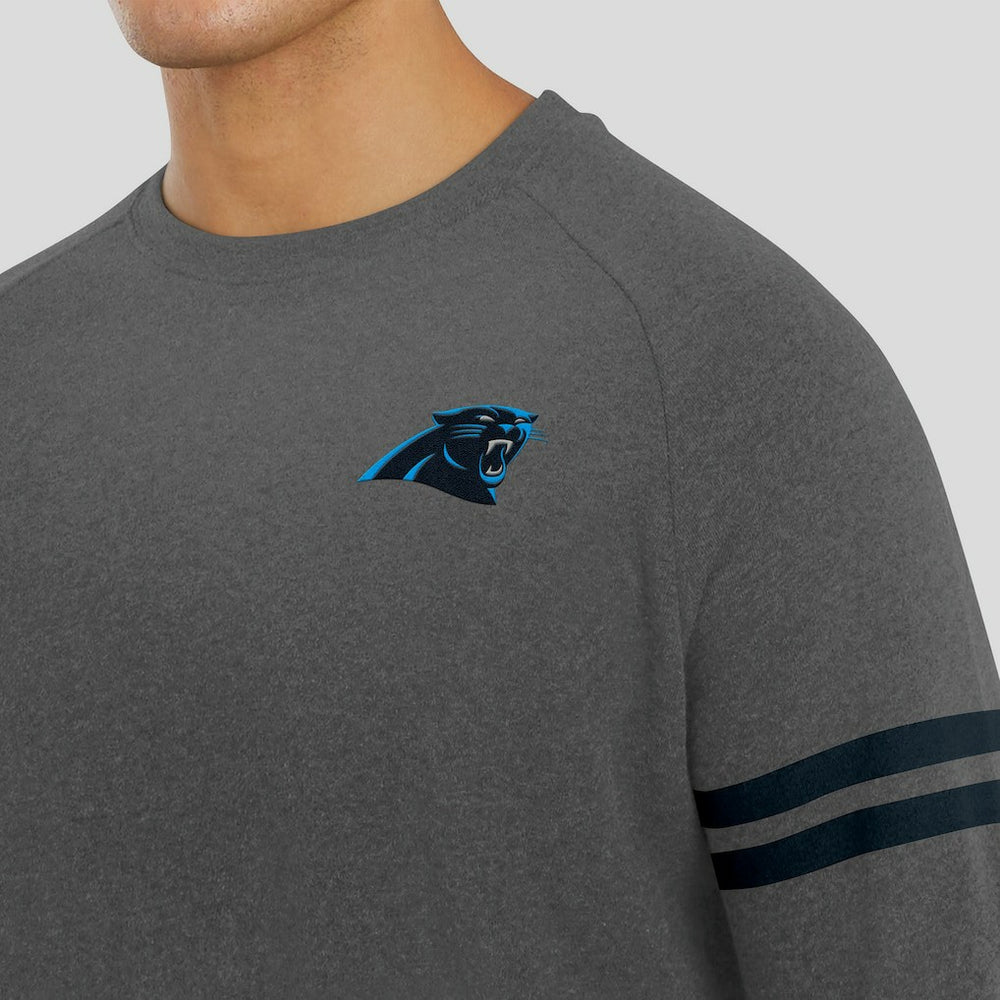 Carolina Panthers J. Palmer Players Lounge Raglan Tri-Blend Sweatshirt Dark Heather Gray | NFL