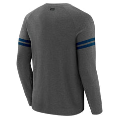 Denver Broncos J. Palmer Players Lounge Raglan Tri-Blend Sweatshirt Dark Heather Gray | NFL