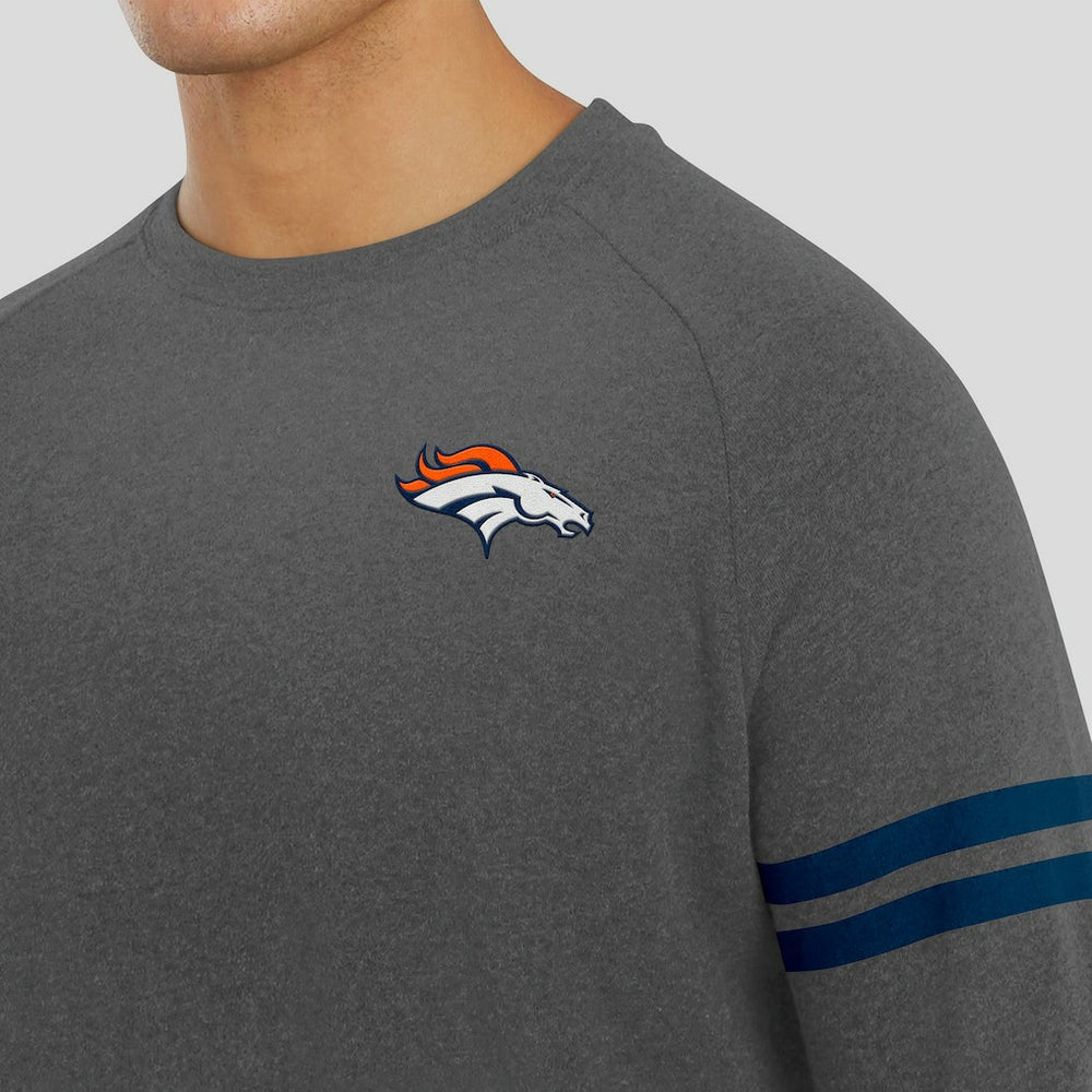 Denver Broncos J. Palmer Players Lounge Raglan Tri-Blend Sweatshirt Dark Heather Gray | NFL