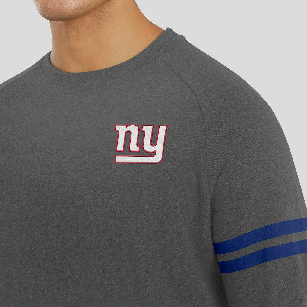 New York Giants J. Palmer Players Lounge Raglan Tri-Blend Sweatshirt Dark Heather Gray | NFL