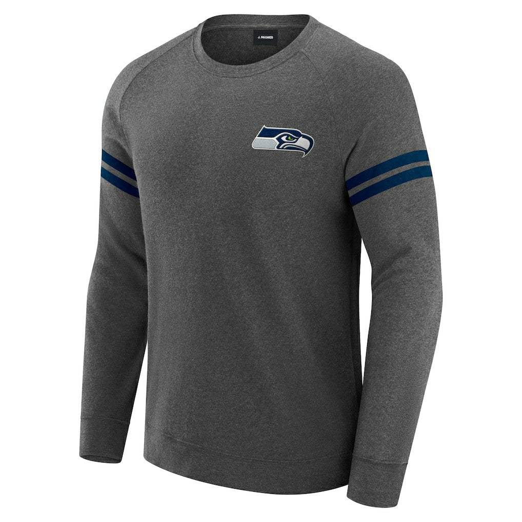 Seattle Seahawks J. Palmer Players Lounge Raglan Tri-Blend Sweatshirt Dark Heather Gray | NFL