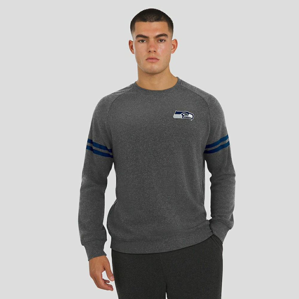 Seattle Seahawks J. Palmer Players Lounge Raglan Tri-Blend Sweatshirt Dark Heather Gray | NFL