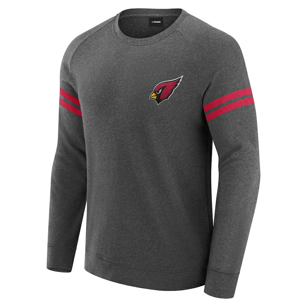 Arizona Cardinals J. Palmer Players Lounge Raglan Tri-Blend Sweatshirt Dark Heather Gray | NFL