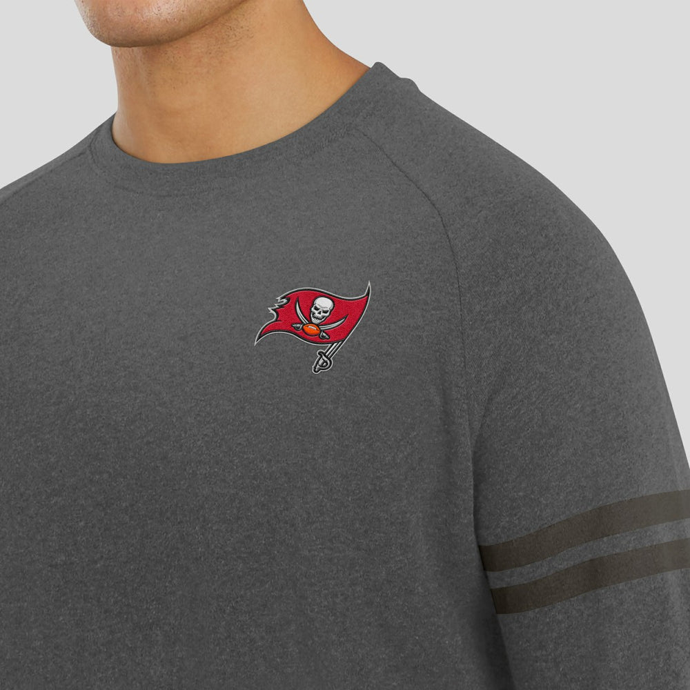 Tampa Bay Buccaneers J. Palmer Players Lounge Raglan Tri-Blend Sweatshirt Dark Heather Gray | NFL