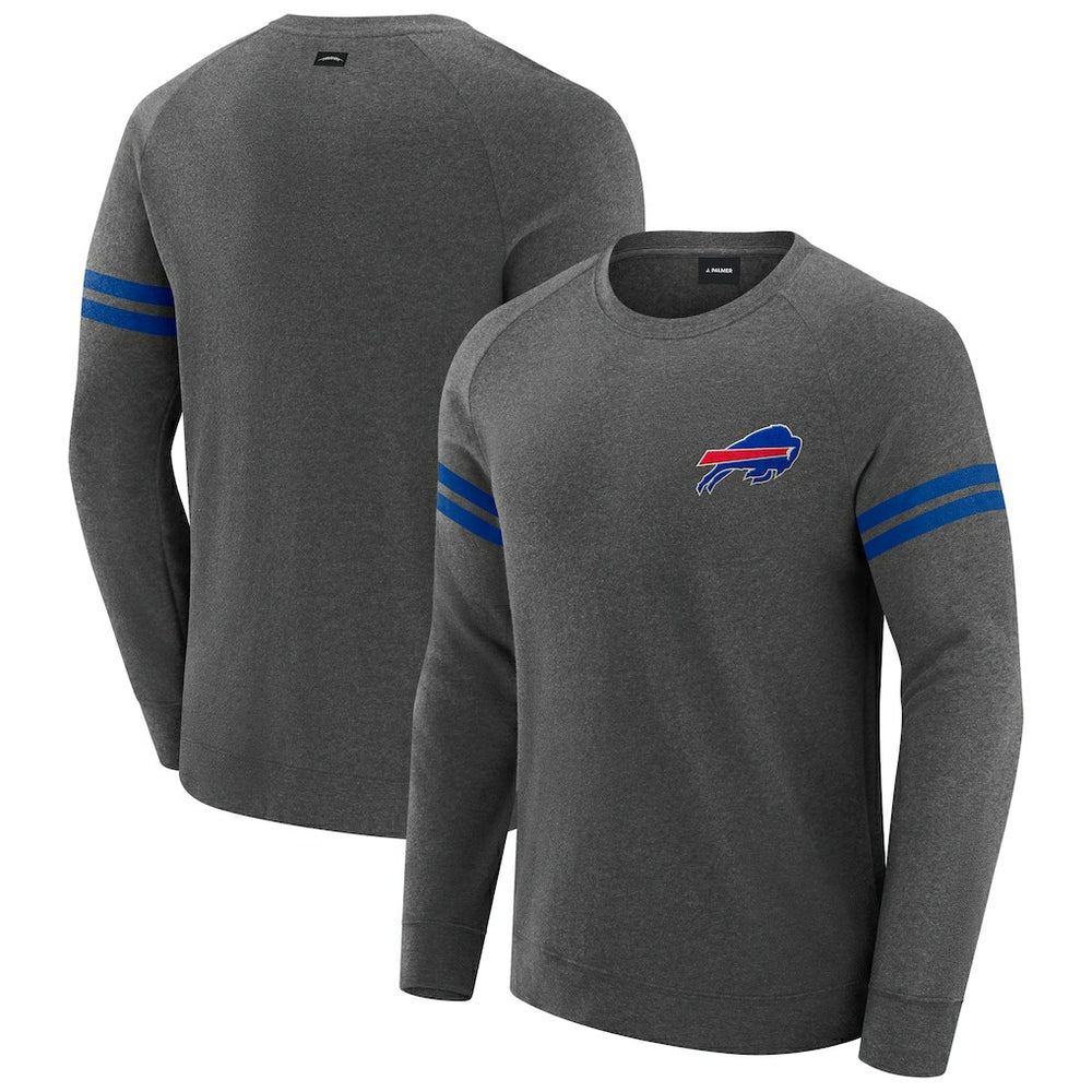 Buffalo Bills J. Palmer Players Lounge Raglan Tri-Blend Sweatshirt Dark Heather Gray | NFL