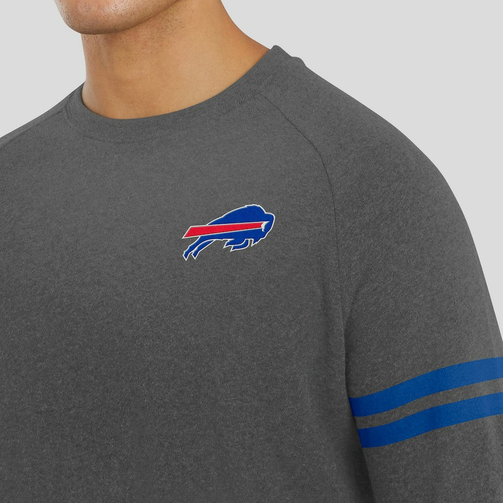 Buffalo Bills J. Palmer Players Lounge Raglan Tri-Blend Sweatshirt Dark Heather Gray | NFL