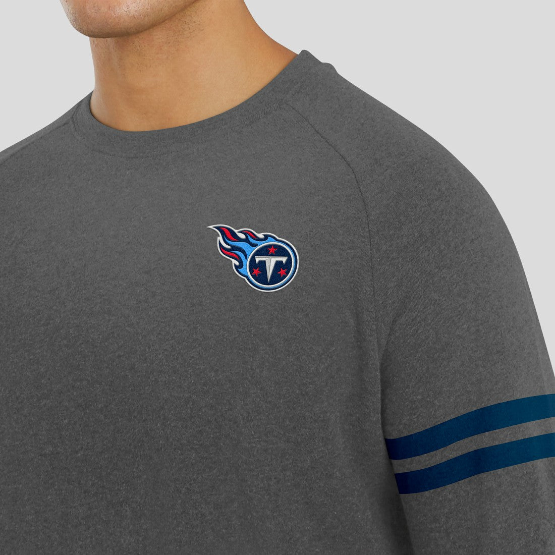 Tennessee Titans J. Palmer Players Lounge Raglan Tri-Blend Sweatshirt Dark Heather Gray | NFL