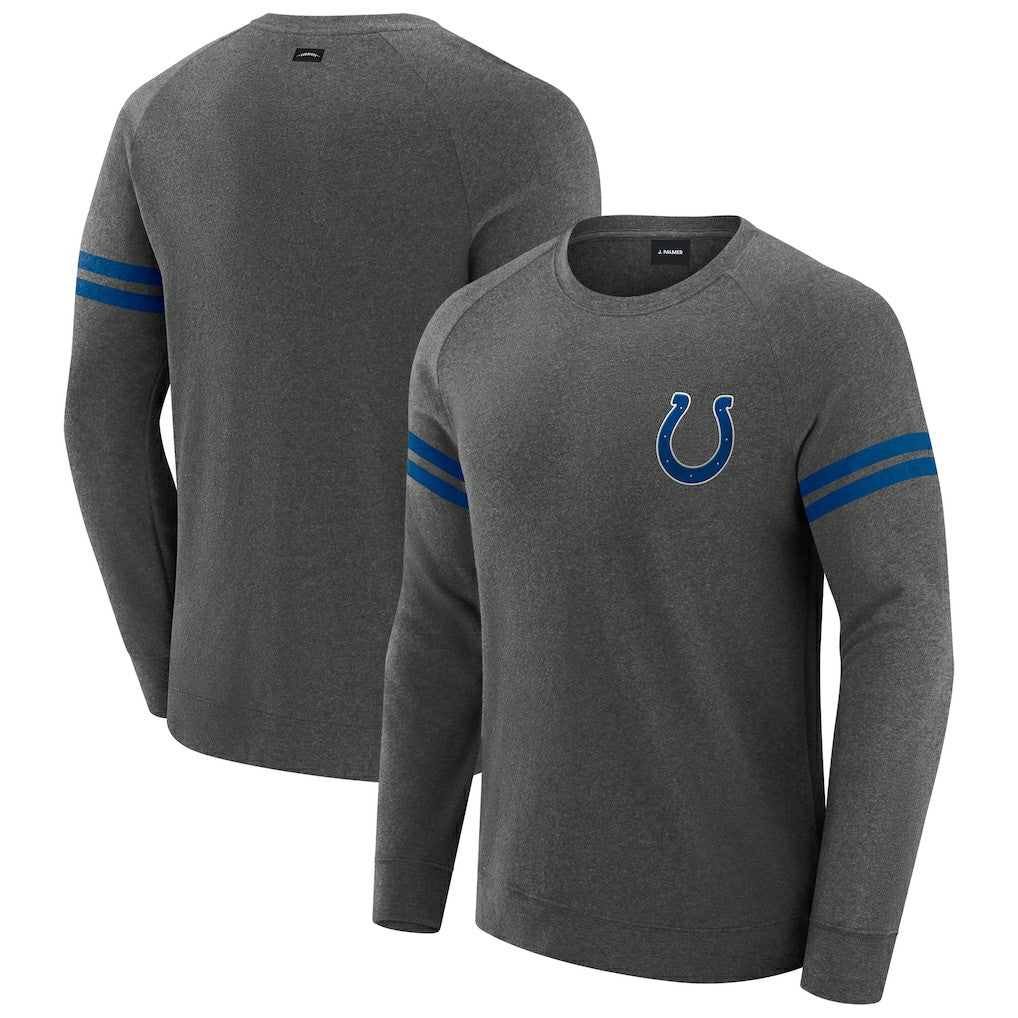 Indianapolis Colts J. Palmer Players Lounge Raglan Tri-Blend Sweatshirt Dark Heather Gray | NFL