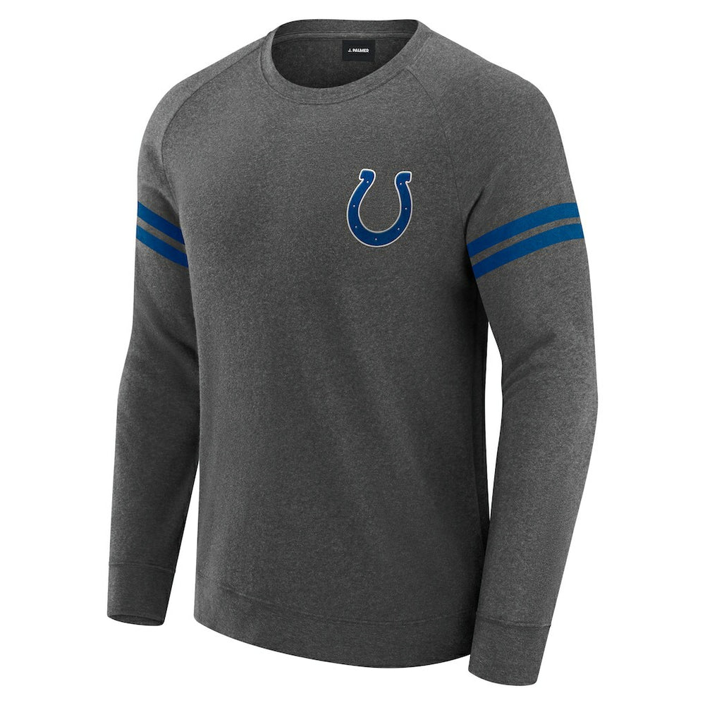 Indianapolis Colts J. Palmer Players Lounge Raglan Tri-Blend Sweatshirt Dark Heather Gray | NFL