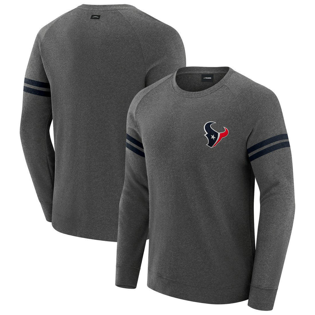 Houston Texans J. Palmer Players Lounge Raglan Tri-Blend Sweatshirt Dark Heather Gray | NFL