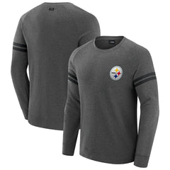 Pittsburgh Steelers J. Palmer Players Lounge Raglan Tri-Blend Sweatshirt Dark Heather Gray | NFL