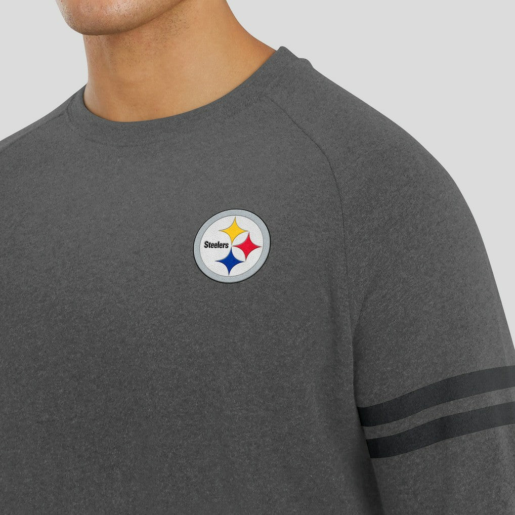 Pittsburgh Steelers J. Palmer Players Lounge Raglan Tri-Blend Sweatshirt Dark Heather Gray | NFL