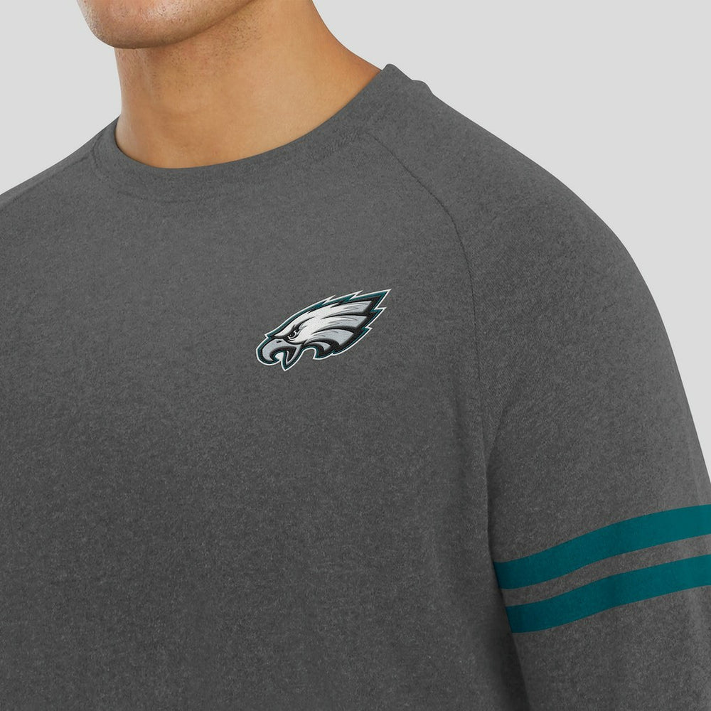 Philadelphia Eagles J. Palmer Players Lounge Raglan Tri-Blend Sweatshirt Dark Heather Gray | NFL