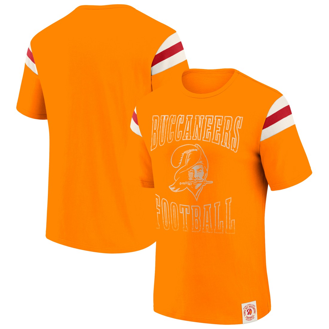 Tampa Bay Buccaneers Darius Rucker Collection Distressed Throwback Shoulder Stripe T-Shirt Orange | Fanatics