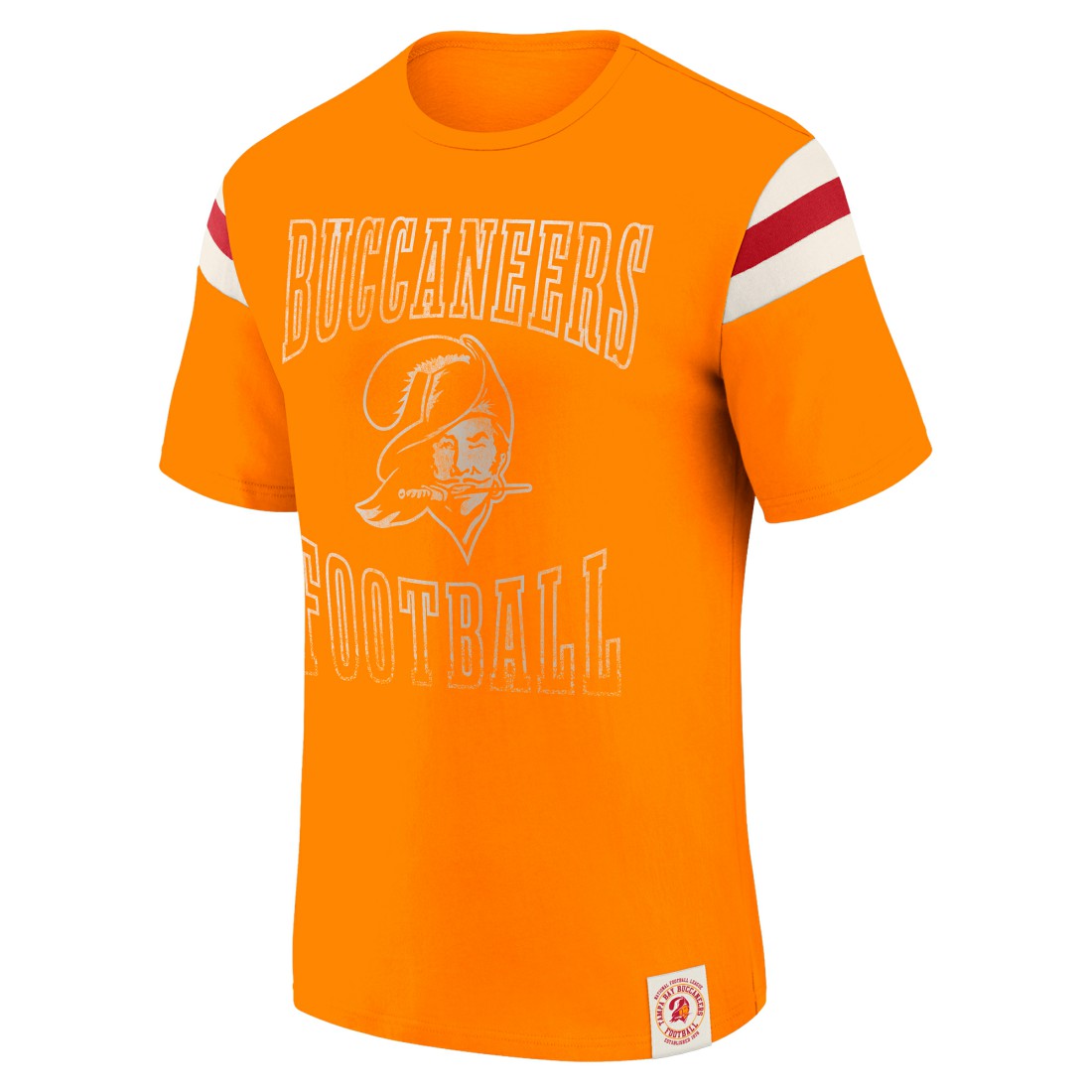 Tampa Bay Buccaneers Darius Rucker Collection Distressed Throwback Shoulder Stripe T-Shirt Orange | Fanatics