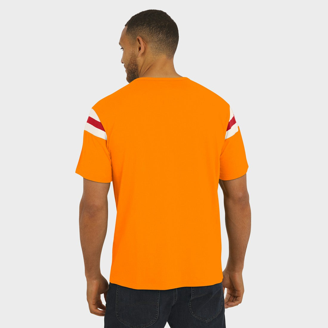 Tampa Bay Buccaneers Darius Rucker Collection Distressed Throwback Shoulder Stripe T-Shirt Orange | Fanatics