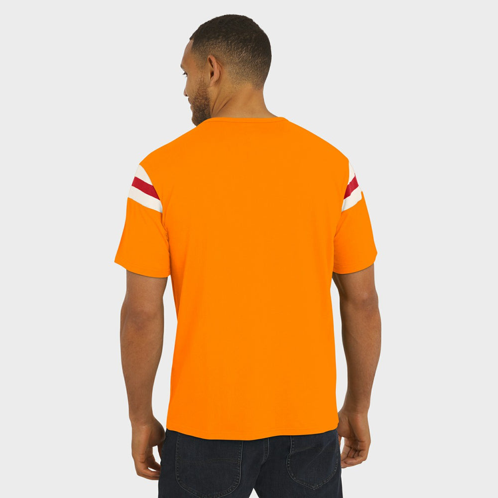 Tampa Bay Buccaneers Darius Rucker Collection Distressed Throwback Shoulder Stripe T-Shirt Orange | Fanatics