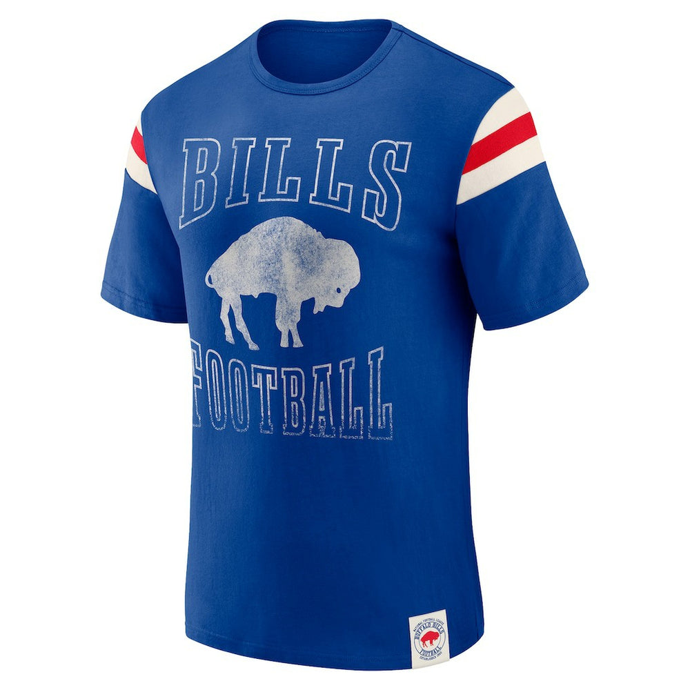 Buffalo Bills Darius Rucker Collection Distressed Throwback Shoulder Stripe T-Shirt Royal | Fanatics