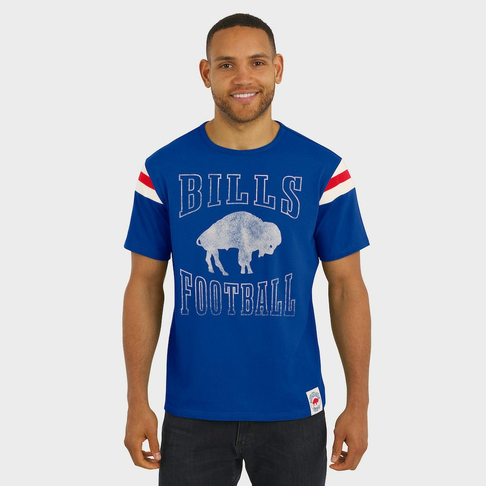 Buffalo Bills Darius Rucker Collection Distressed Throwback Shoulder Stripe T-Shirt Royal | Fanatics