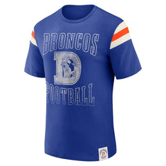 Denver Broncos Darius Rucker Collection Distressed Throwback Shoulder Stripe T-Shirt Royal | Fanatics