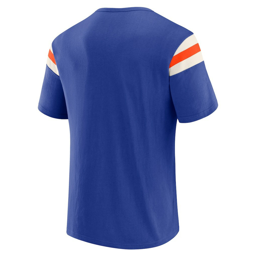 Denver Broncos Darius Rucker Collection Distressed Throwback Shoulder Stripe T-Shirt Royal | Fanatics