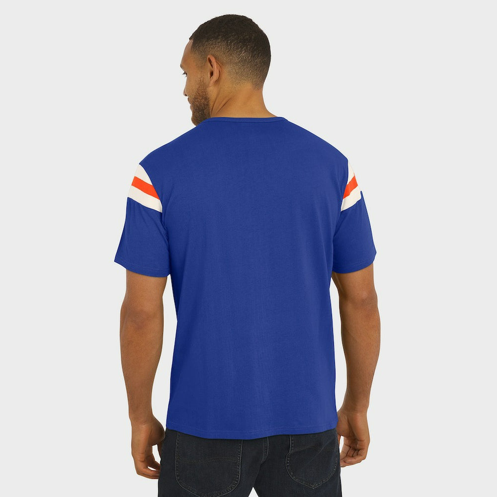 Denver Broncos Darius Rucker Collection Distressed Throwback Shoulder Stripe T-Shirt Royal | Fanatics