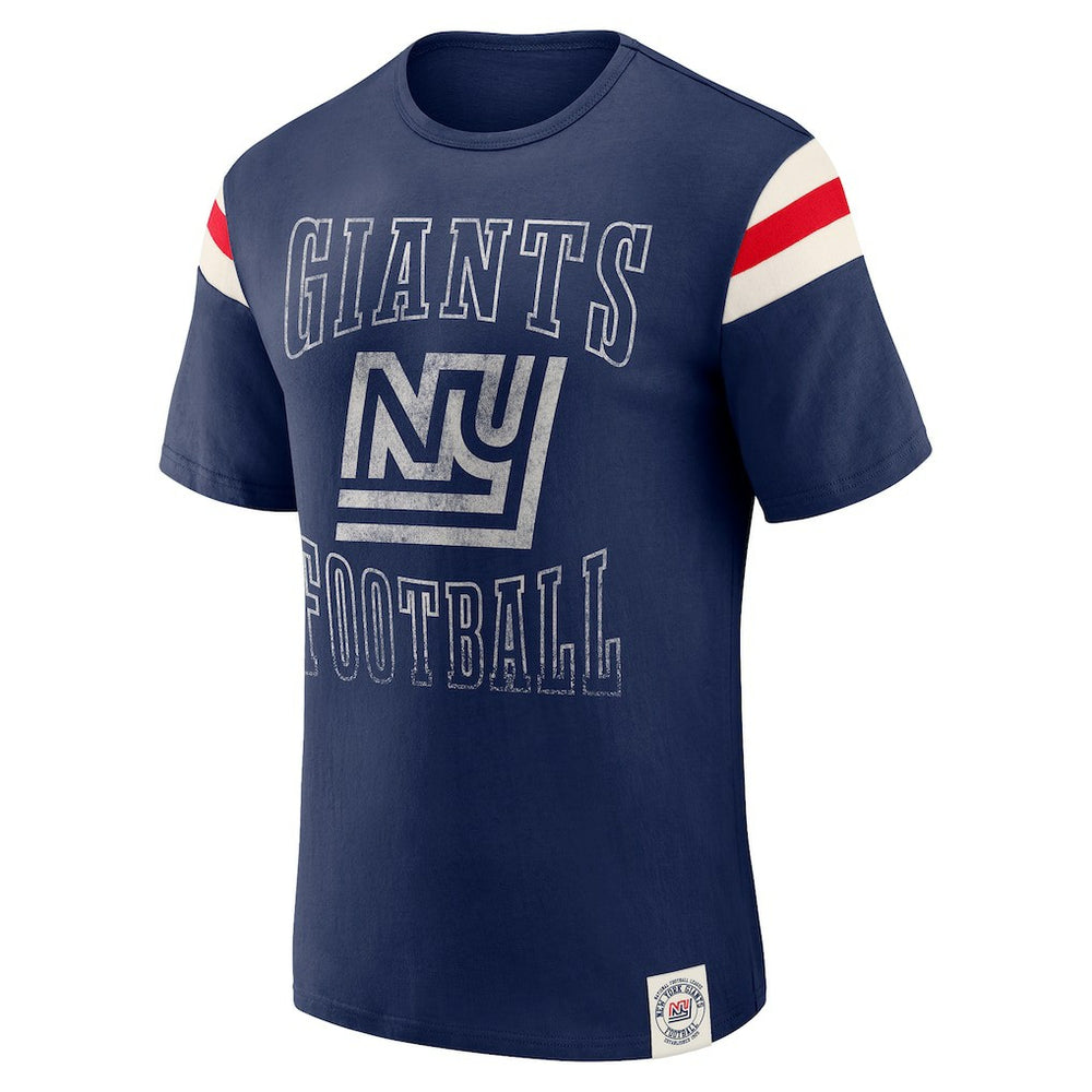 New York Giants Darius Rucker Collection Distressed Throwback Shoulder Stripe T-Shirt Royal | Fanatics