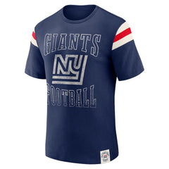 New York Giants Darius Rucker Collection Distressed Throwback Shoulder Stripe T-Shirt Royal | Fanatics