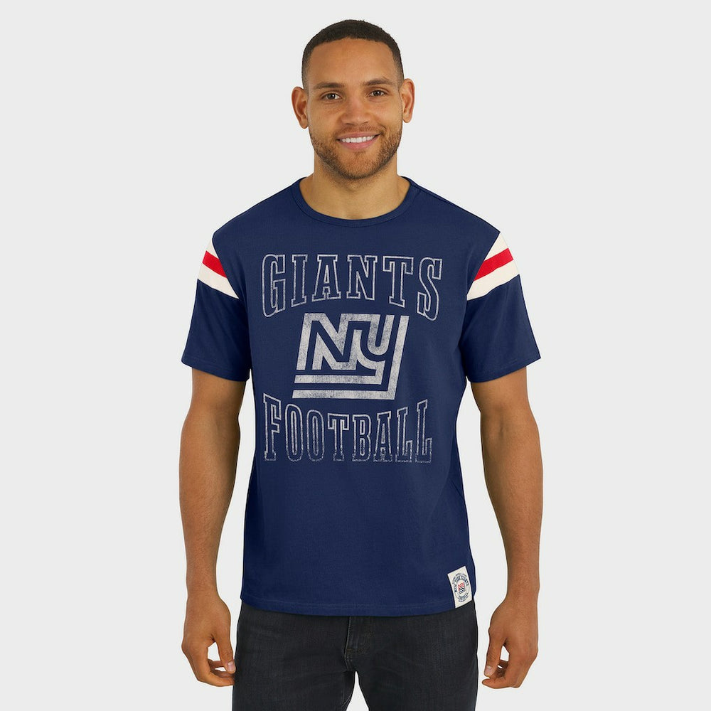 New York Giants Darius Rucker Collection Distressed Throwback Shoulder Stripe T-Shirt Royal | Fanatics