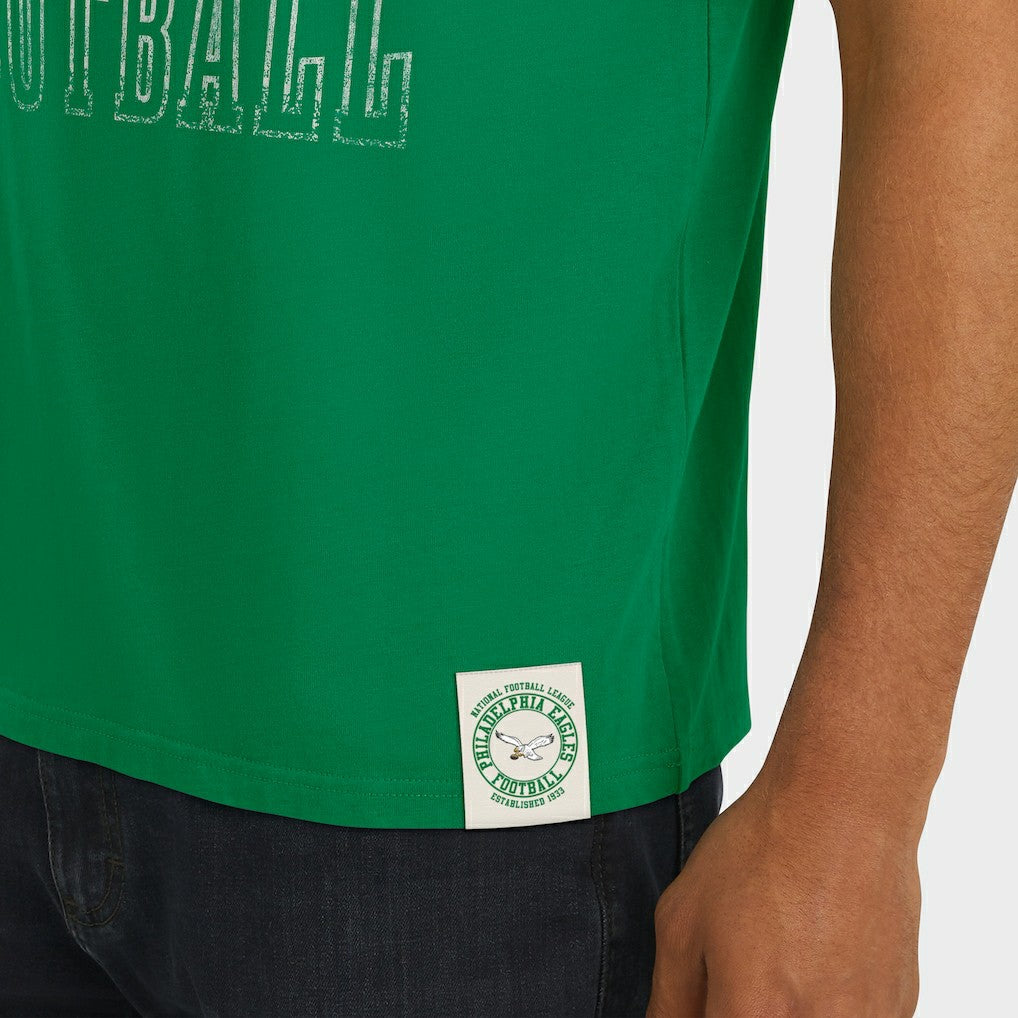 Philadelphia Eagles Darius Rucker Collection Distressed Throwback Shoulder Stripe T-Shirt Kelly Green | Fanatics