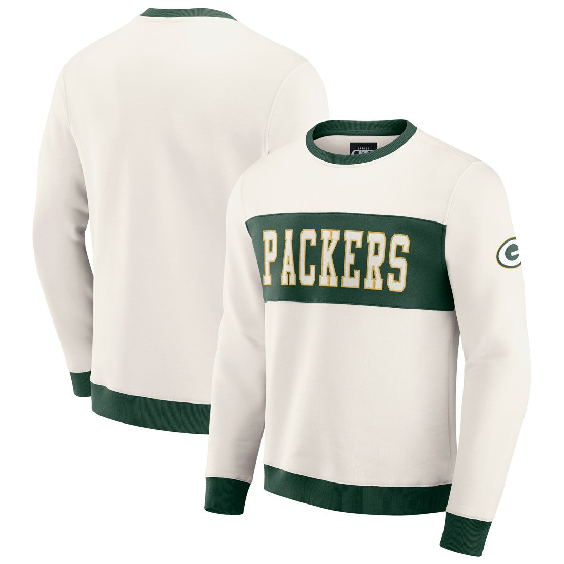 Green Bay Packers Darius Rucker Collection Colorblock Pullover Sweatshirt Cream | Fanatics