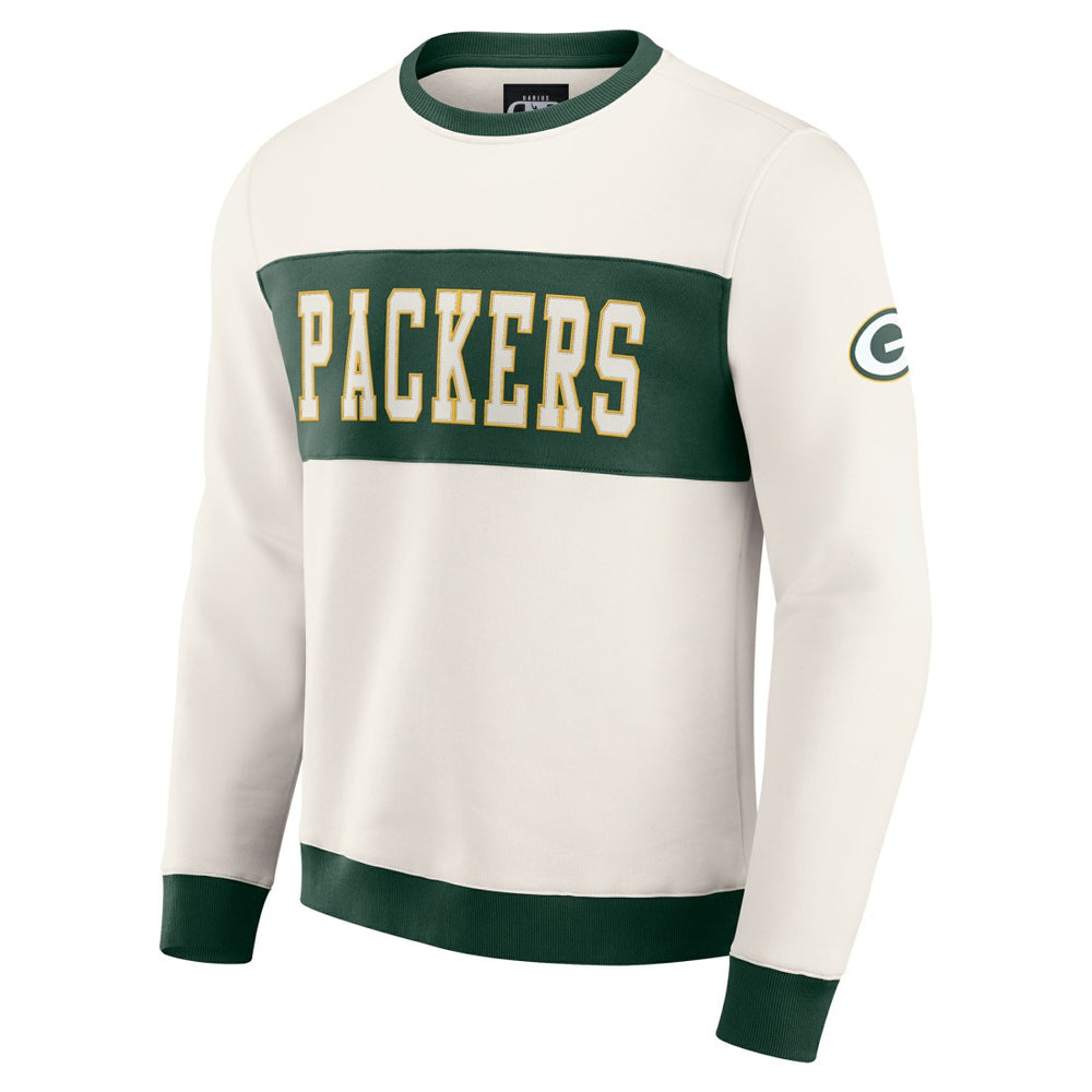 Green Bay Packers Darius Rucker Collection Colorblock Pullover Sweatshirt Cream | Fanatics
