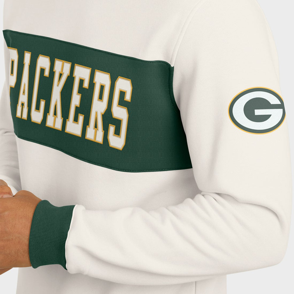 Green Bay Packers Darius Rucker Collection Colorblock Pullover Sweatshirt Cream | Fanatics