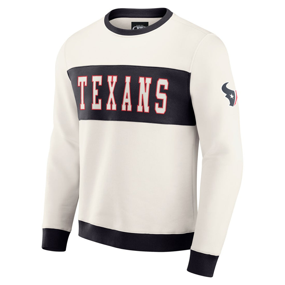 Houston Texans Darius Rucker Collection Colorblock Pullover Sweatshirt Cream | Fanatics