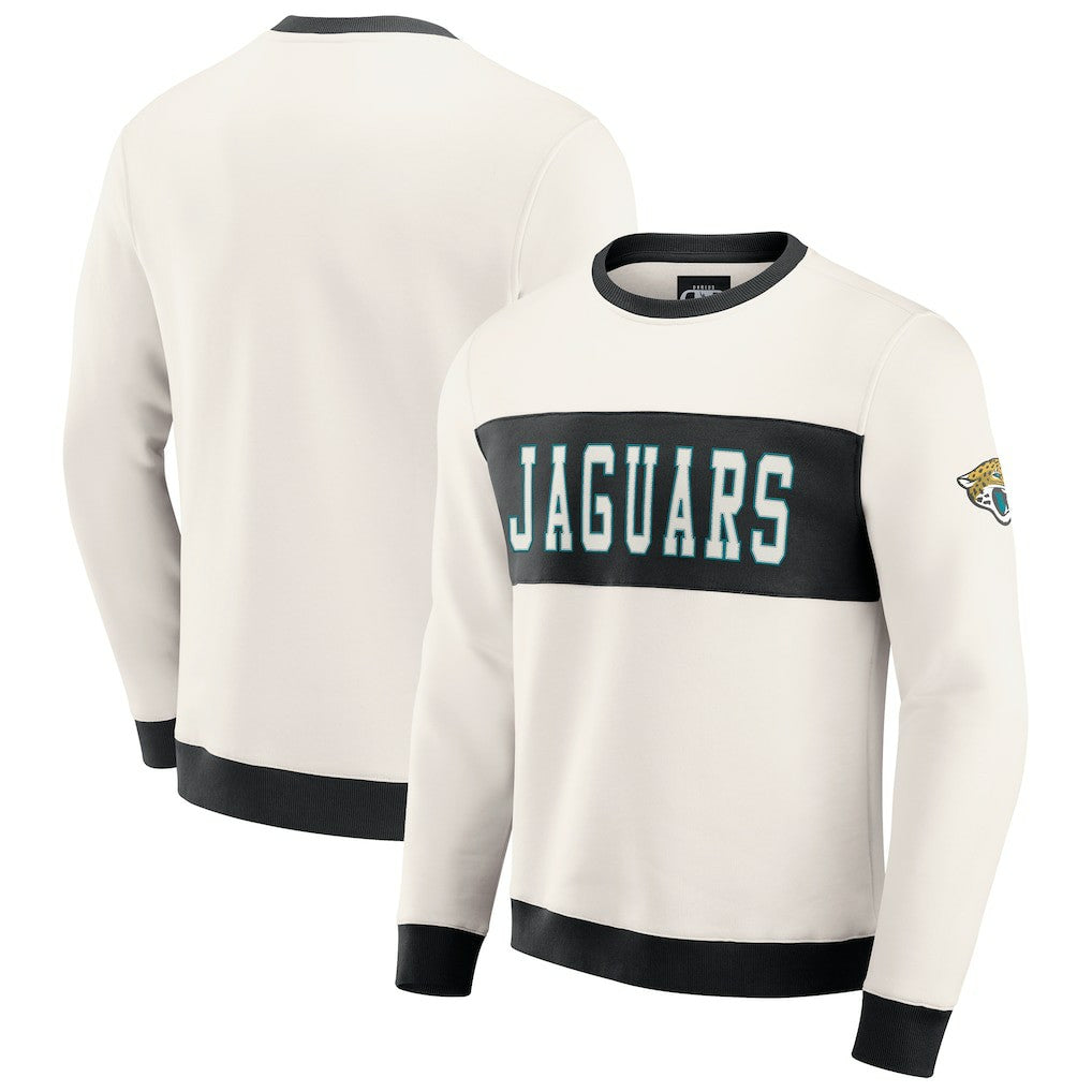 Jacksonville Jaguars Darius Rucker Collection Colorblock Pullover Sweatshirt Cream | Fanatics